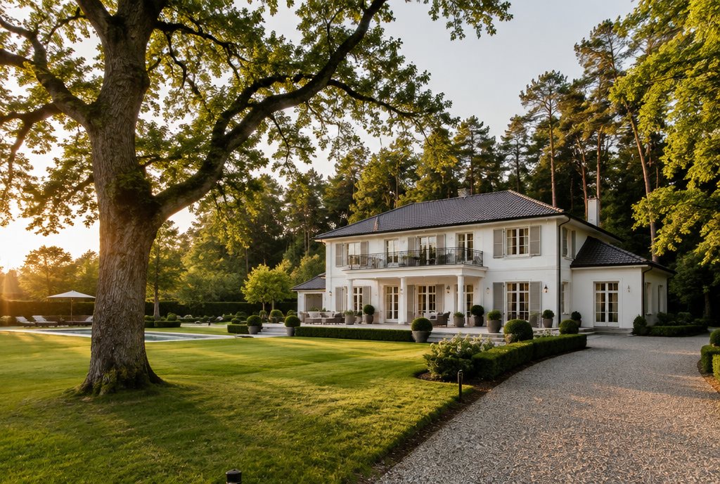 Weiße Villa mit Garten in Grünwald