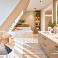 Bathroom under the sloping roof (virtually staged)